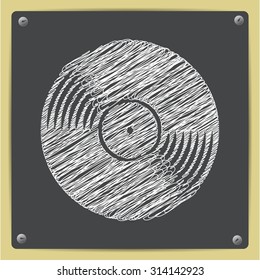 Vector chalk drawn sketch of vinyl icon on school blackboard  