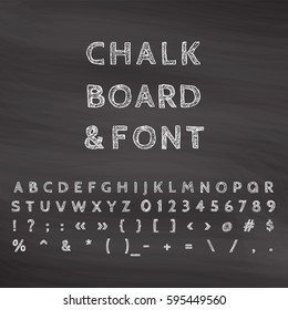 Vector Chalk Font  And Chalk Board.