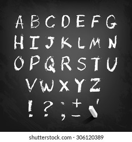 Vector Chalk Hand drawn alphabet, capital letters. Each element is grouped into a single object.