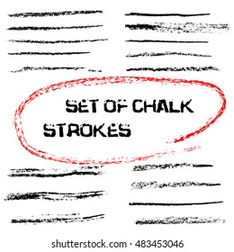 Vector chalk lines. Chalk hand drawn strokes. Vector hand drawn illustration