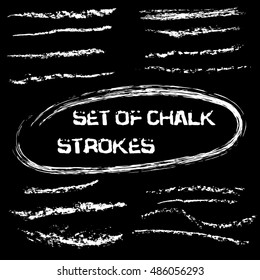 Vector chalk lines. Chalk hand drawn strokes. Vector hand drawn illustration