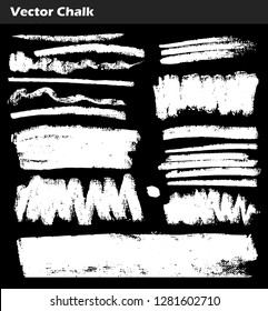 Vector Chalk Lines. Set of Vector Chalk Shapes Grunge Design Elements. Hand drawn illustration.