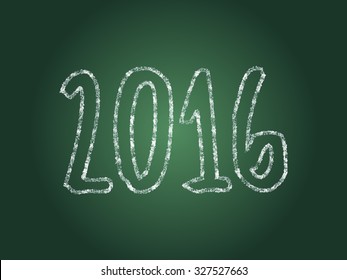 Vector chalk New Year banner, 2016 on the chalkboard.