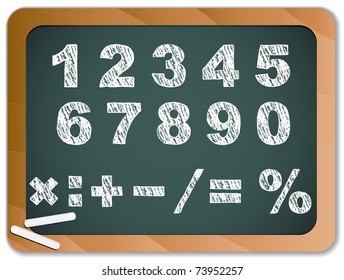 Vector - Chalk Numbers On Blackboard