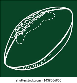 Vector Chalk Sketch Ball for Rugby. American Football