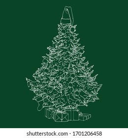 Vector Chalk Sketch Christmas Tree Illustration