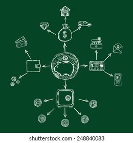 Vector Chalk Sketch Finance Infographic Template