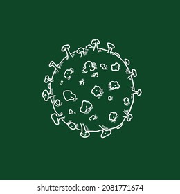Vector Chalk Sketch Illustration of Coronavirus 2019-nCoV