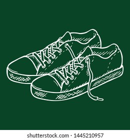 Vector Chalk Sketch Illustration - Pair of Casual Gumshoes