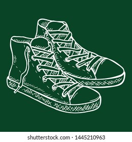 Vector Chalk Sketch Illustration - Pair of Casual Gumshoes