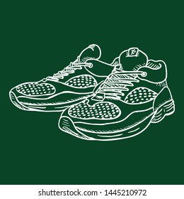 Vector Chalk Sketch Illustration - Pair of Running Shoes