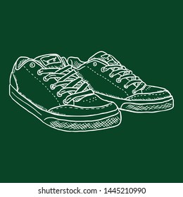 Vector Chalk Sketch Illustration - Pair of Skaters Shoes