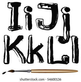 vector chalk sketch letters and numbers isolated on white background