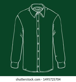 Vector Chalk Sketch Long Sleeve Classic Men Shirt