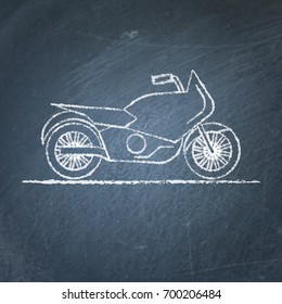 Vector chalk sketch of motorcycle on blackboard