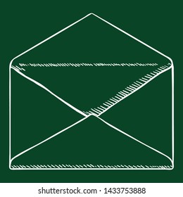 Vector Chalk Sketch Open Postal Envelope