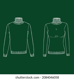 Vector Chalk Sketch Turtleneck Sweaters Set