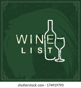 Vector chalk wine illustration on green chalkboard background