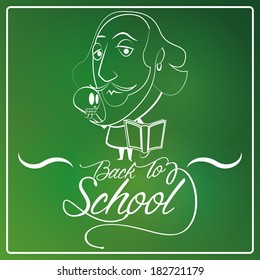 Vector Chalkboard Background With A Drawing Of William Shakespeare