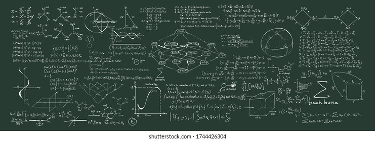 vector chalkboard chemistry and math formulas