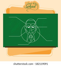 Vector Chalkboard With A Drawing Of Miguel De Cervantes