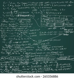 Vector chalkboard with handwritten draft  calculations