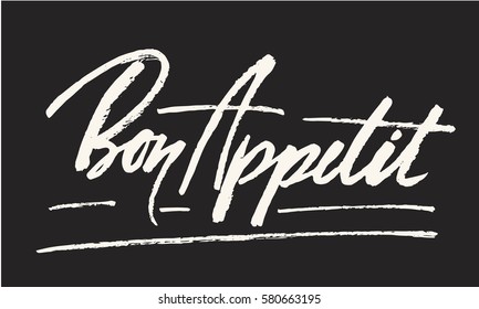 Vector chalkboard lettering. Bon Appetit.  Calligraphic text. Blackboard design. 