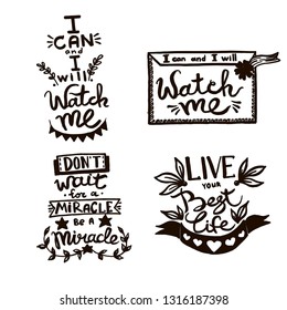 Vector Chalkboard phrase handwriting monogram calligraphy. Black and white engraved ink art. Hand lettering graphic desing. Isolated quotes illustration element.