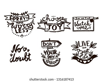 Vector Chalkboard phrase handwriting monogram calligraphy. Black and white engraved ink art. Hand lettering graphic desing. Isolated quotes illustration element.