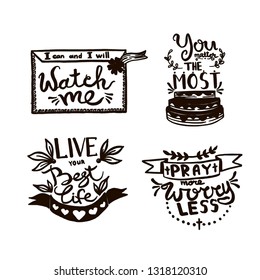 Vector Chalkboard phrase handwriting monogram calligraphy. Black and white engraved ink art. Hand lettering graphic desing. Isolated quotes illustration element.