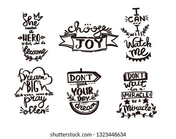 Vector Chalkboard phrase handwriting monogram calligraphy. Black and white engraved ink art. Hand lettering graphic desing. Isolated quotes illustration element.