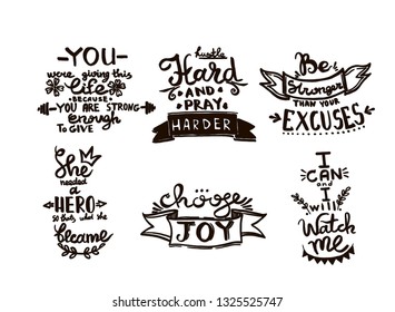 Vector Chalkboard phrase handwriting monogram calligraphy. Black and white engraved ink art. Hand lettering graphic desing. Isolated quotes illustration element.
