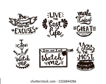 Vector Chalkboard phrase handwriting monogram calligraphy. Black and white engraved ink art. Hand lettering graphic desing. Isolated quotes illustration element.