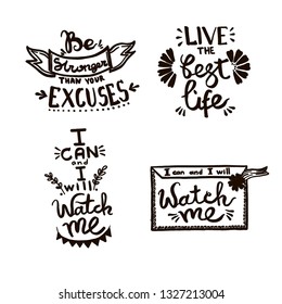 Vector Chalkboard phrase handwriting monogram calligraphy. Black and white engraved ink art. Hand lettering graphic desing. Isolated quotes illustration element.