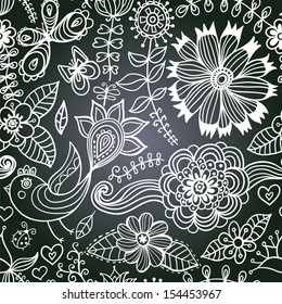 Vector chalkboard seamless floral pattern. Copy that square to the side,you'll get seamlessly tiling pattern which gives the resulting image the ability to be repeated or tiled without visible seams.