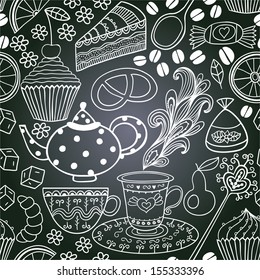 Vector chalkboard seamless floral pattern. Copy that square to the side,you'll get seamlessly tiling pattern which gives the resulting image the ability to be repeated or tiled without visible seams.