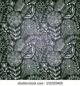Vector chalkboard seamless floral pattern. Copy that square to the side,you'll get seamlessly tiling pattern which gives the resulting image the ability to be repeated or tiled without visible seams.