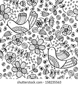 Vector chalkboard seamless floral pattern. 