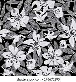 Vector chalkboard seamless floral pattern. Copy that square to the side,you'll get seamlessly tiling pattern which gives the resulting image. for printing onto fabric and paper or scrap booking.