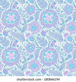 Vector chalkboard seamless floral pattern. 