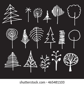 Vector Chalkboard Style Tree Silhouettes
