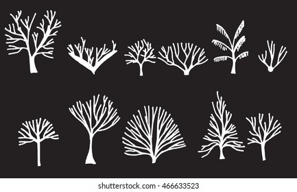Vector Chalkboard Style Tree Silhouettes