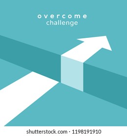 Vector challenge concept. Obstacle arrow chasm for business cucess concept.