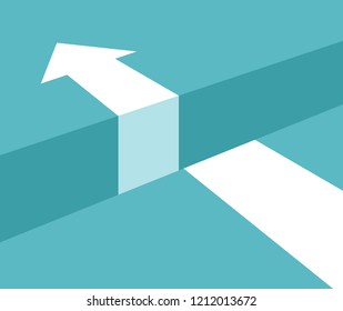 Vector challenge concept. Obstacle arrow chasm for business cucess concept.
