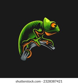 Vector Chameleon Logo Design Illustration