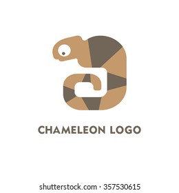 Vector chameleon logo element. Simple flat style chameleon symbol in a two colors.