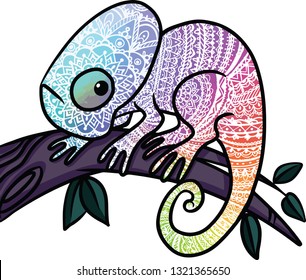 vector chameleon with ornament