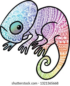 vector chameleon with ornament