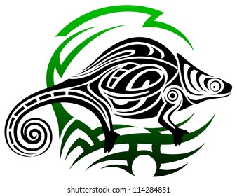 Vector chameleon, tribal tattoo