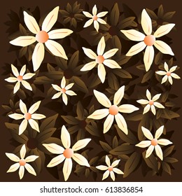 vector chamomile brown pattern design
